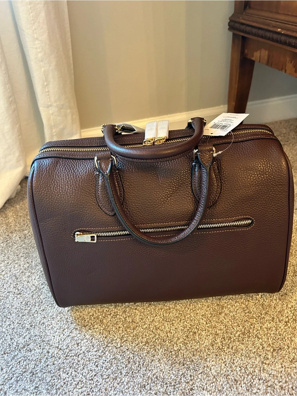 Coach Brown Pebbled Leather Satchel with Gold Hardware